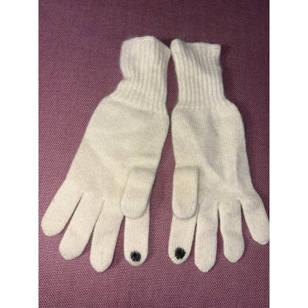 Hat Attack Cashmere Gloves in Ivory One Size New Womens Mittens Knit - Picture 4 of 6